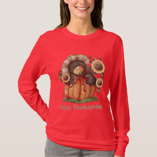 Thanksgiving pumpkin crow Holiday womens t-shirt