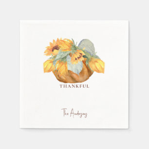 Thanksgiving Pumpkin Custom Thankful Cocktail Napkin