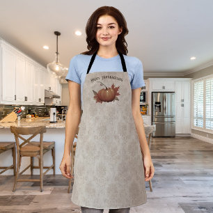 Thanksgiving Pumpkin Damask   Beige Apron