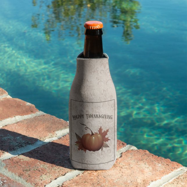 Thanksgiving Pumpkin Damask Bottle Cooler (In Situ Pool)