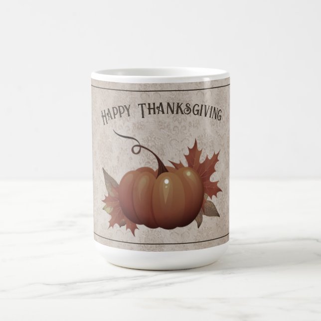 Thanksgiving Pumpkin Damask Coffee Mug (Center)