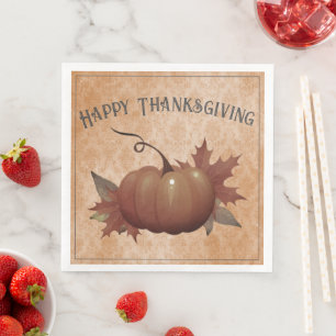 Thanksgiving Pumpkin Damask Orange Napkin