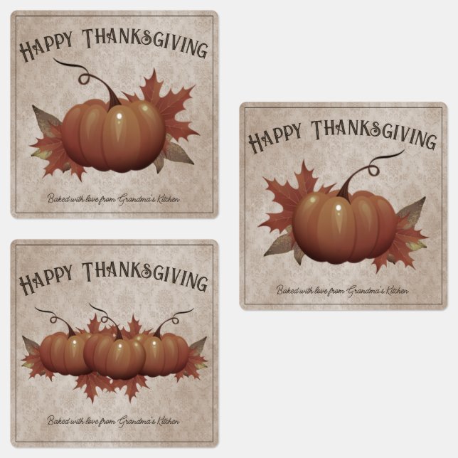 Thanksgiving Pumpkin Damask Personalized (Group)