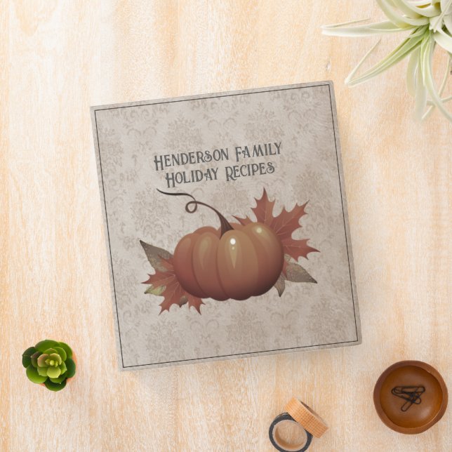 Thanksgiving Pumpkin Damask Recipe Binder (In Situ)