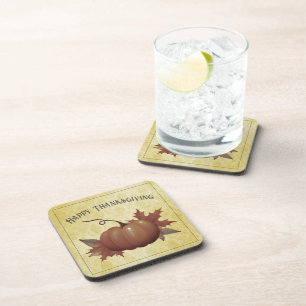 Thanksgiving Pumpkin Damask   Yellow Coaster