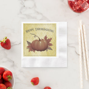 Thanksgiving Pumpkin Damask   Yellow Napkin
