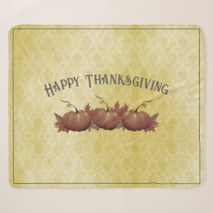 Thanksgiving Pumpkin Damask   Yellow Sherpa Blanket