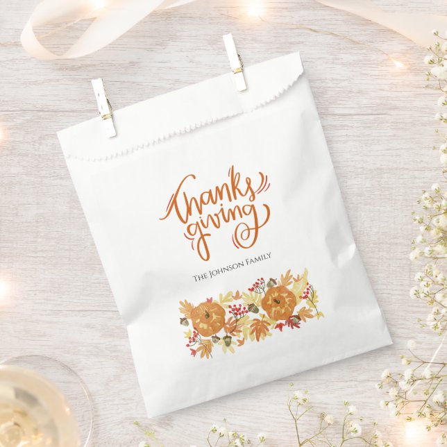 Thanksgiving Pumpkin Dinner Favour Bag (Clipped)