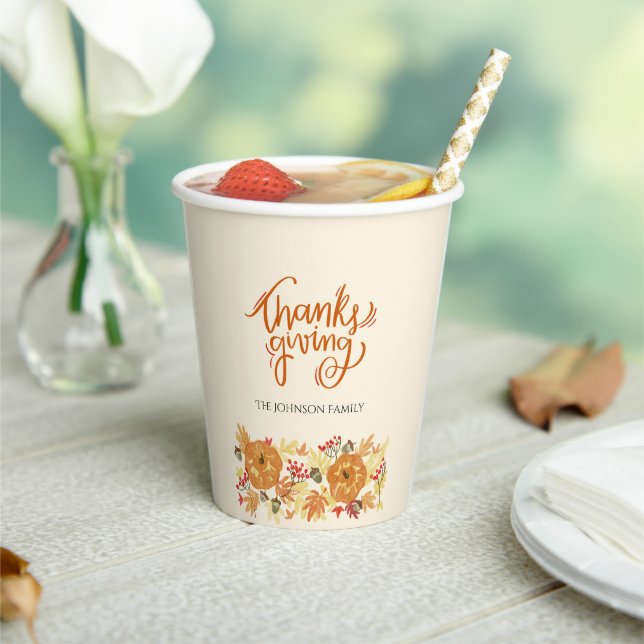 Thanksgiving Pumpkin Dinner Paper Cups (Insitu)