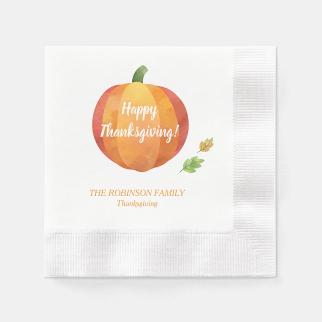 Thanksgiving Pumpkin Dinner Party Custom Napkin (Front)