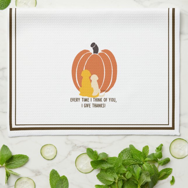 Thanksgiving Pumpkin Dogs Kitchen Towels (Folded)