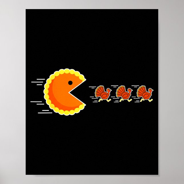 Thanksgiving Pumpkin E Chasing Turkey Gamer Men Wo Poster (Front)