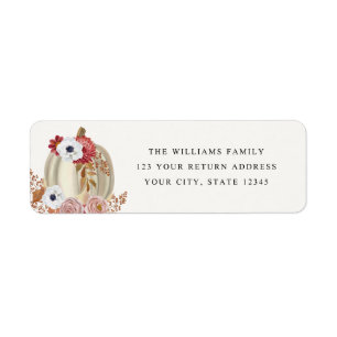 Thanksgiving Pumpkin Floral Return Address