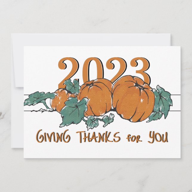 Thanksgiving Pumpkin Giving Thanks for You  Holiday Card (Front)
