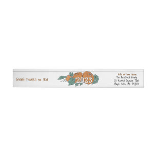 Thanksgiving Pumpkin Giving Thanks for You Return  Wrap Around Label