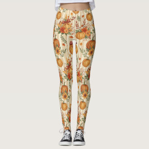 Thanksgiving Pumpkin Harvest Autumn Pattern Leggings