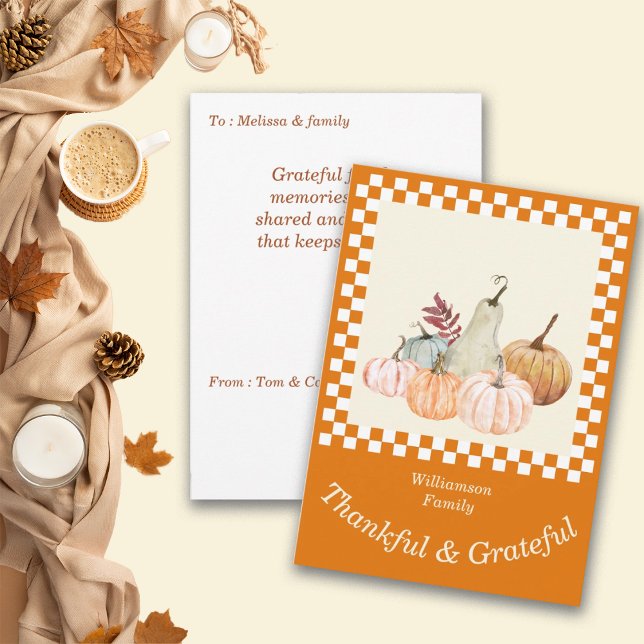 Thanksgiving Pumpkin Harvest Personalize Holiday Card (Creator Uploaded)