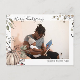 Thanksgiving Pumpkin Harvest Photo Personalized Postcard