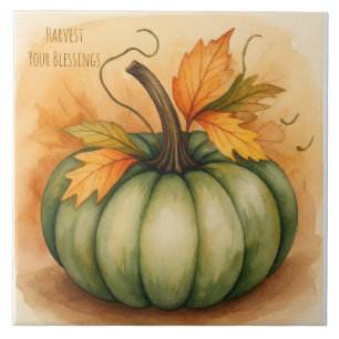 Thanksgiving, Pumpkin, Harvest You Blessings Tile