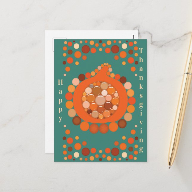 Thanksgiving Pumpkin Holiday Postcard (Front/Back In Situ)