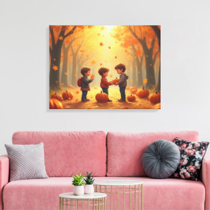 Thanksgiving pumpkin kids canvas print
