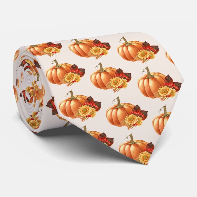 Thanksgiving Pumpkin Neck Tie (Rolled)