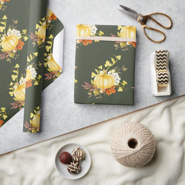 Thanksgiving  Pumpkin Pattern Glossy Wrapping Paper (Crafts)