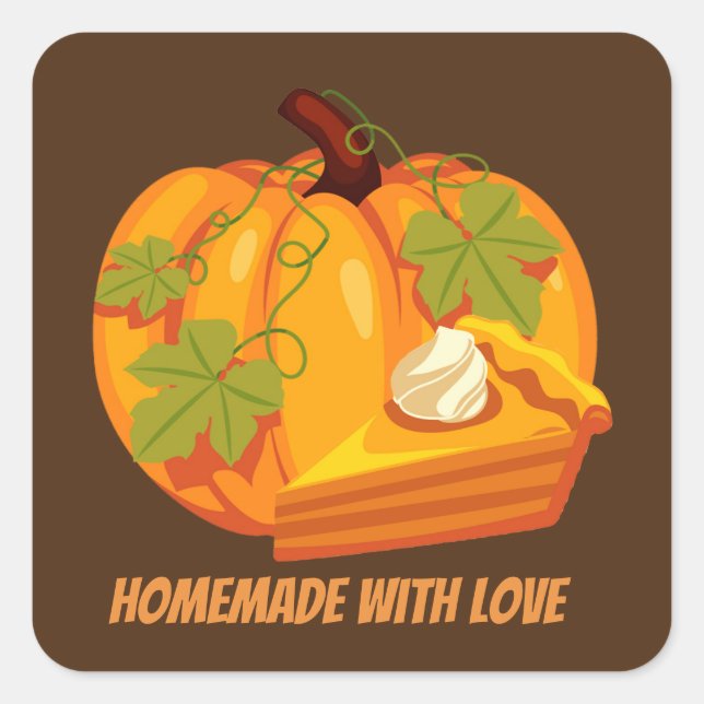 Thanksgiving pumpkin pie add name or message square sticker (Front)