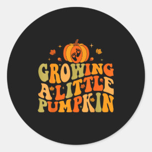 Thanksgiving Pumpkin Pregnancy Growing A Little Pu Classic Round Sticker
