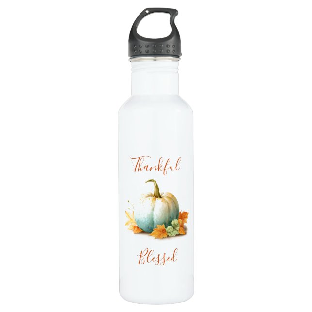 Thanksgiving Pumpkin Water Bottle  (Front)