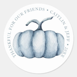 Thanksgiving pumpkin watercolor personalized classic round sticker