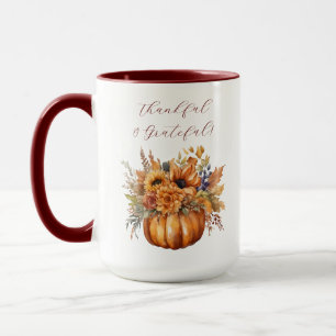 Thanksgiving-Pumpkin with Flowers- Mug