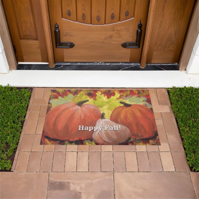 Thanksgiving Pumpkins #2 Fall Autumn Leaves Doormat (Outdoor)