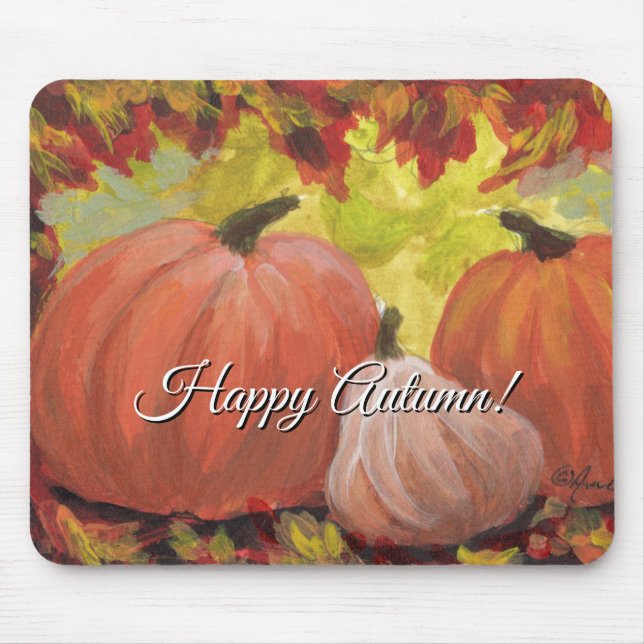 Thanksgiving Pumpkins #2 Fall Autumn Leaves Mouse Pad (Front)