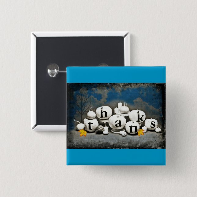 THANKSGiving Pumpkins 2 Inch Square Button (Front & Back)
