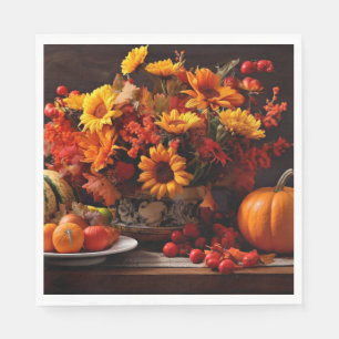 Thanksgiving Pumpkins and Sunflowers Napkin