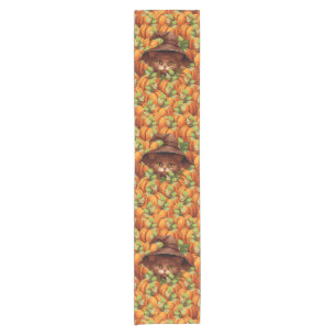 THANKSGIVING PUMPKINS CUTE CAT SHORT TABLE RUNNER