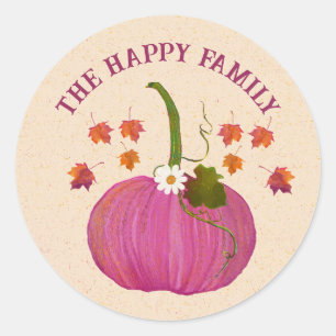 Thanksgiving pumpkins fall foliage personalize classic round sticker
