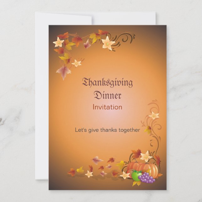 Thanksgiving Pumpkins Fruits Leaves Classic Invitation (Front)