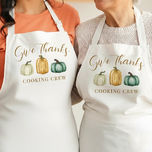 Thanksgiving Pumpkins Give Thanks Cooking Crew Apron