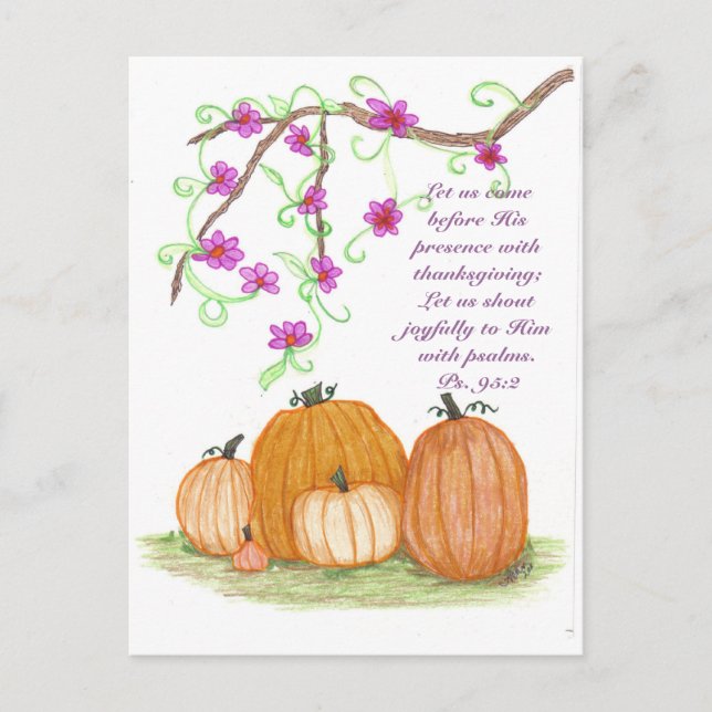 Thanksgiving Pumpkins Holiday Postcard (Front)