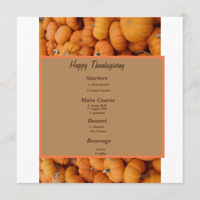 Thanksgiving pumpkins menu (Front)