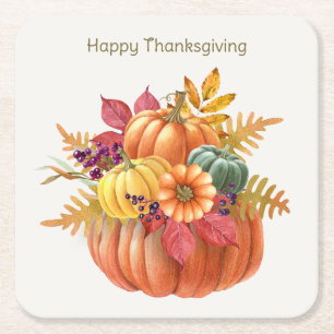 Thanksgiving Pumpkins Paper Coaster