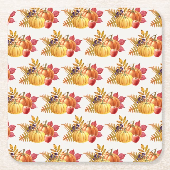 Thanksgiving Pumpkins Paper Coaster (Front)