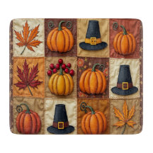 Thanksgiving Quilt Glass Cutting Board