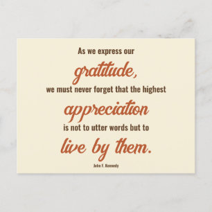 Thanksgiving Quote by John F. Kennedy 2-sided Postcard