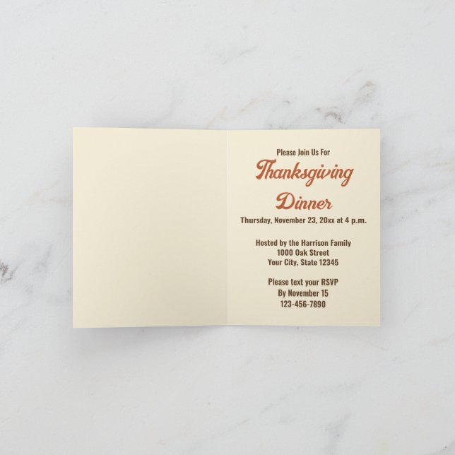 Thanksgiving Quote by John F. Kennedy Dinner Invitation (Inside)