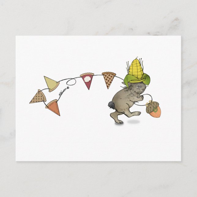 Thanksgiving Rabbit Postcard (Front)