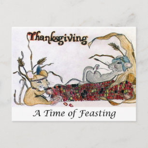 Thanksgiving Rat Feast Holiday Postcard