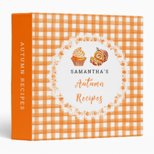 Thanksgiving Recipes Orange Gingham Binder